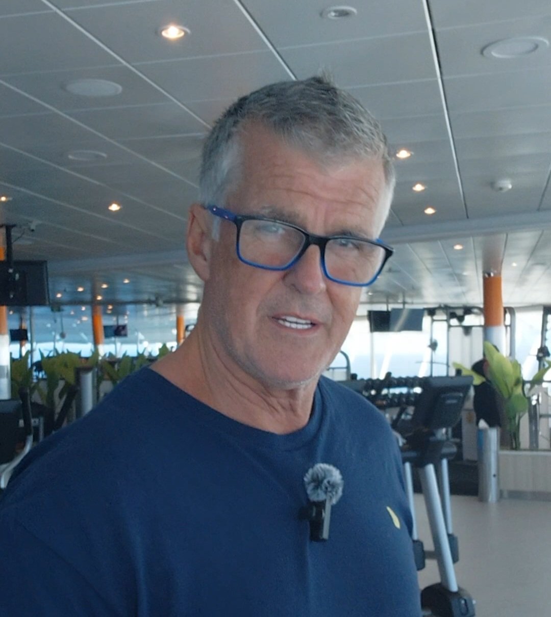 Dominic Pierse in the gym wearing glasses